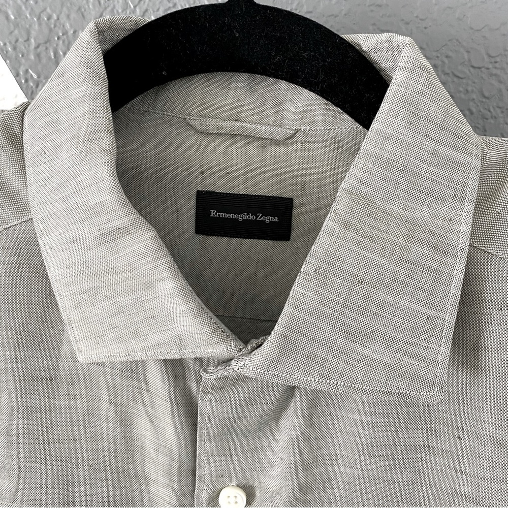 Ermenegildo Zenga Men’s Dress Shirt Cotton/Linen  XL